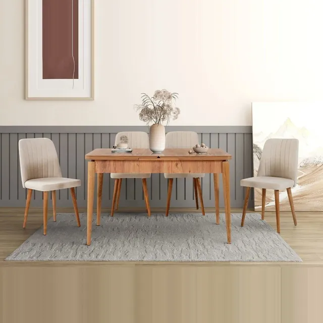 Sembol Açılır Masa Takımı Atlantik Krem (1 Masa + 4 Sandalye)