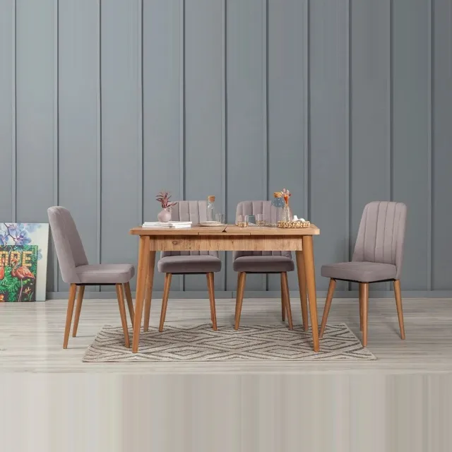Sembol Açılır Masa Takımı Atlantik Soho Gri (1 Masa + 4 Sandalye)