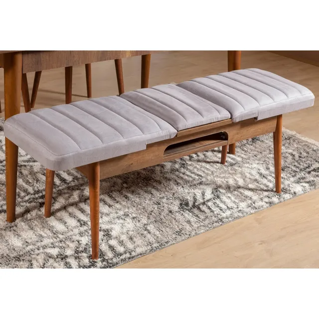 Sembol Açılır Masa Takımı Ceviz Soho Gri (1 Masa + 1 Bench + 4 Sandalye)