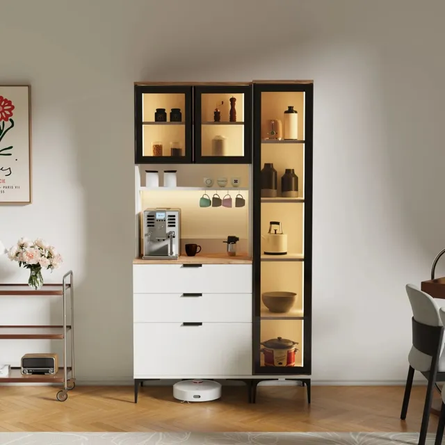 Dibek Çekmeceli + 350 Ledli Dolap